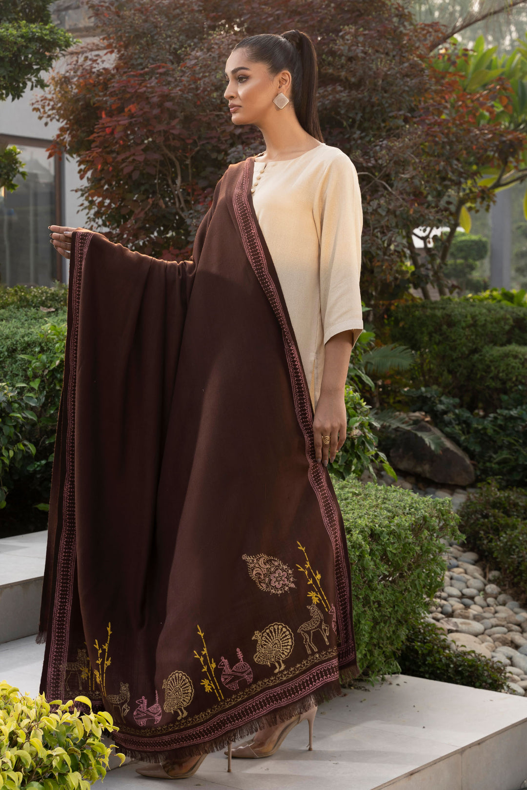 Brown Shawl Block Print - SH0209
