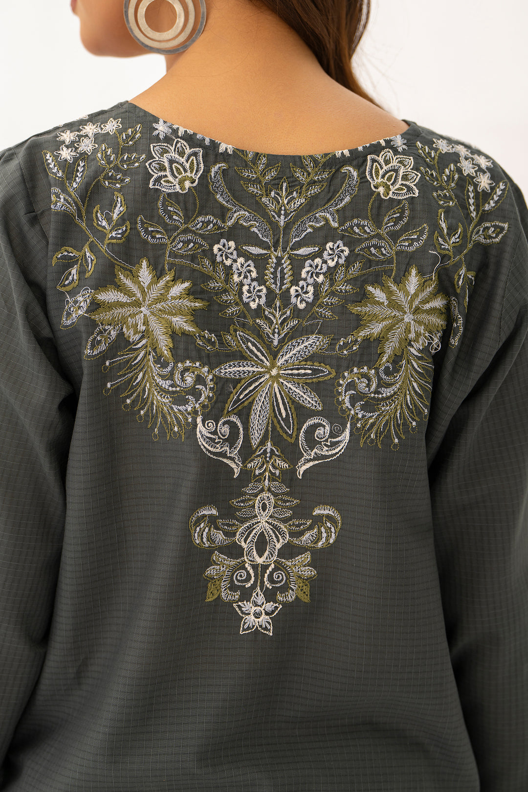 Grey Embroidery Cotton Slub 2PC Suit