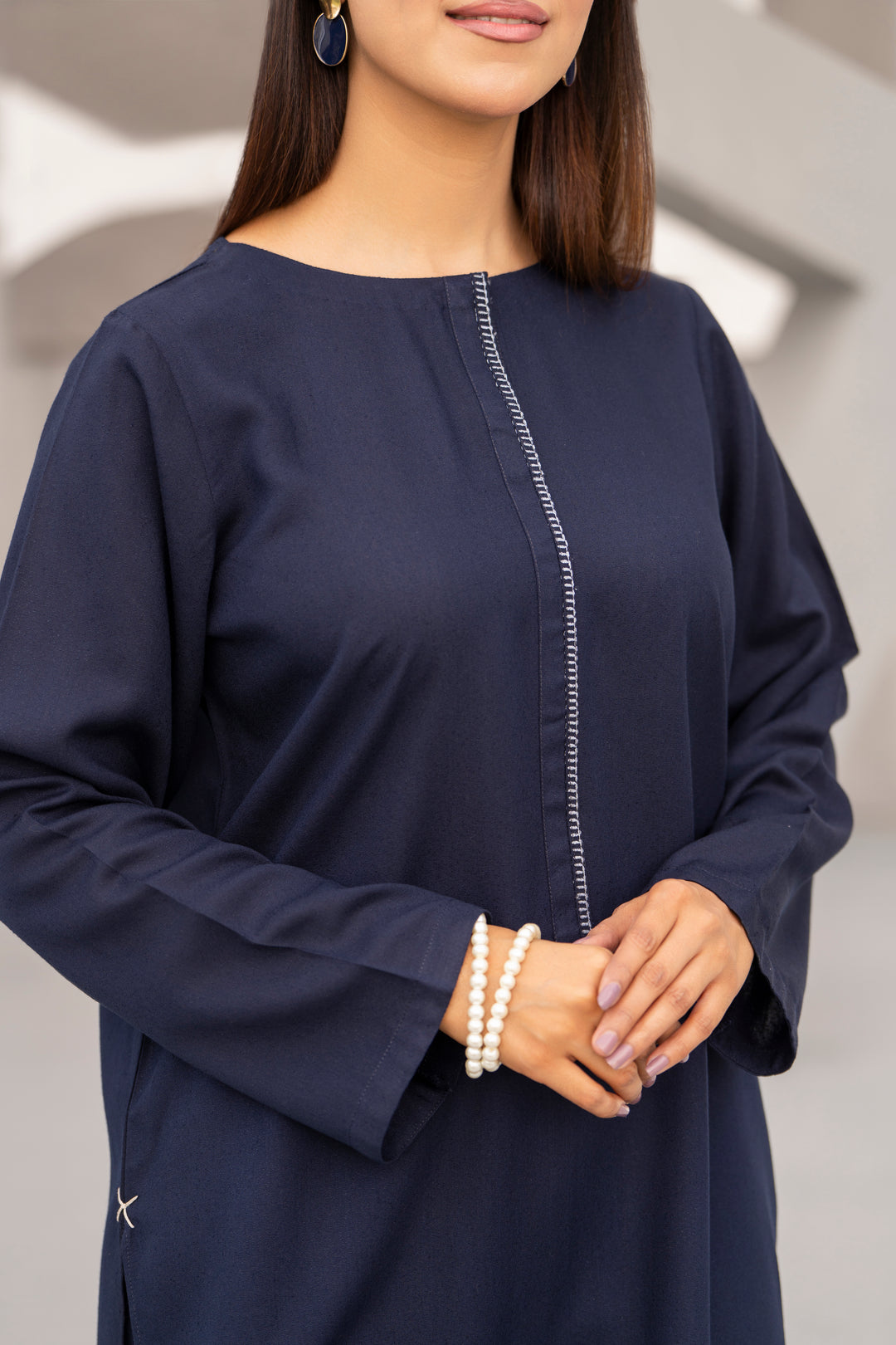 Navy Blue Silk Karandi Embroidered 2pc