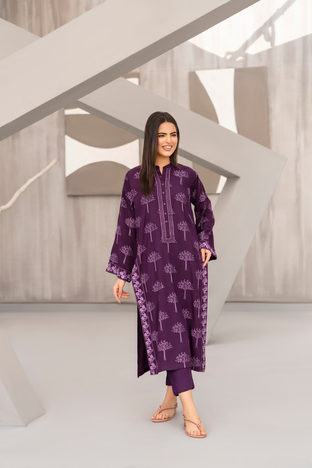 Purple Silk Karandi Embroidered 2pc