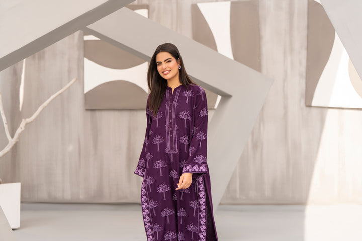 Purple Silk Karandi Embroidered 2pc