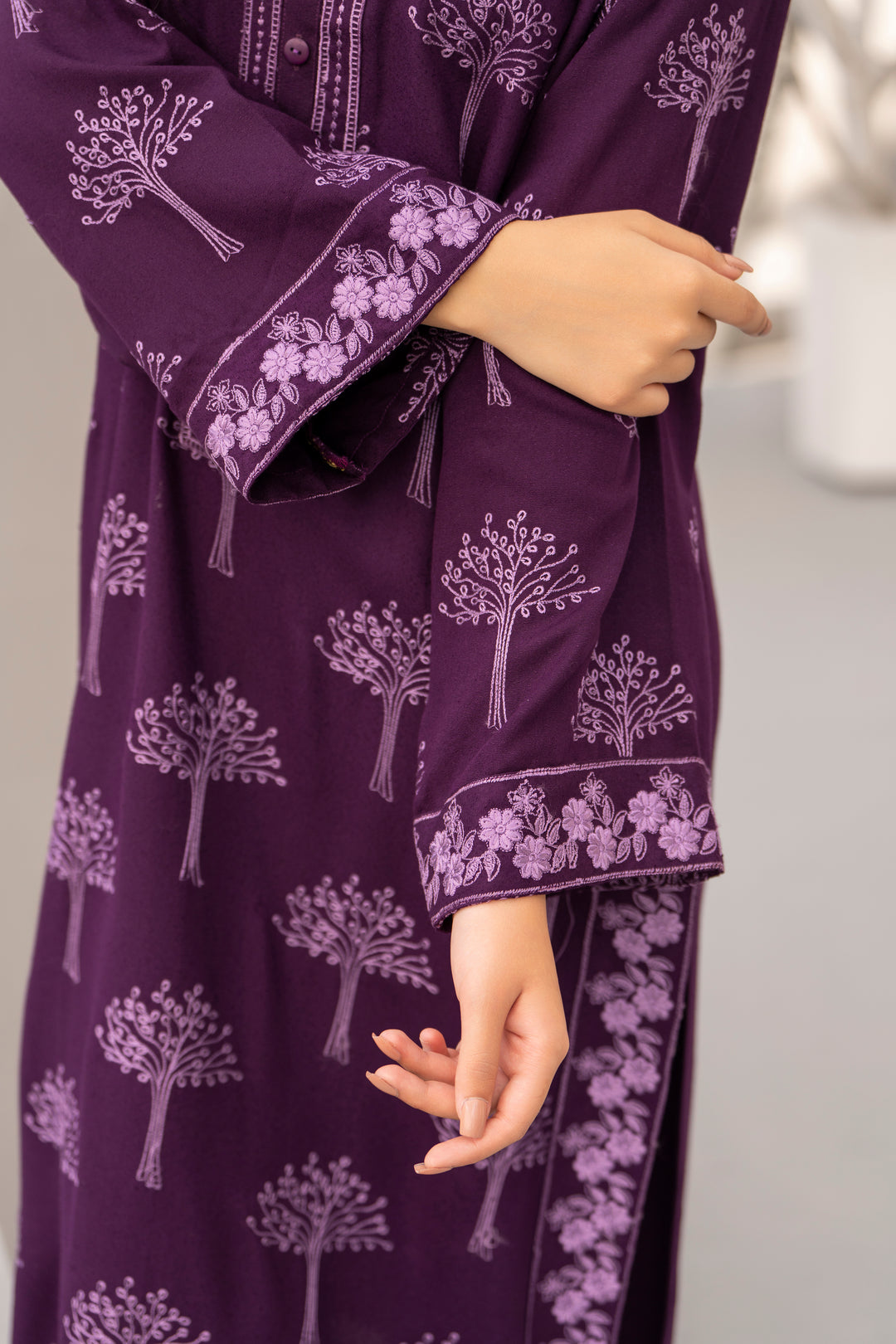 Purple Silk Karandi Embroidered 2pc