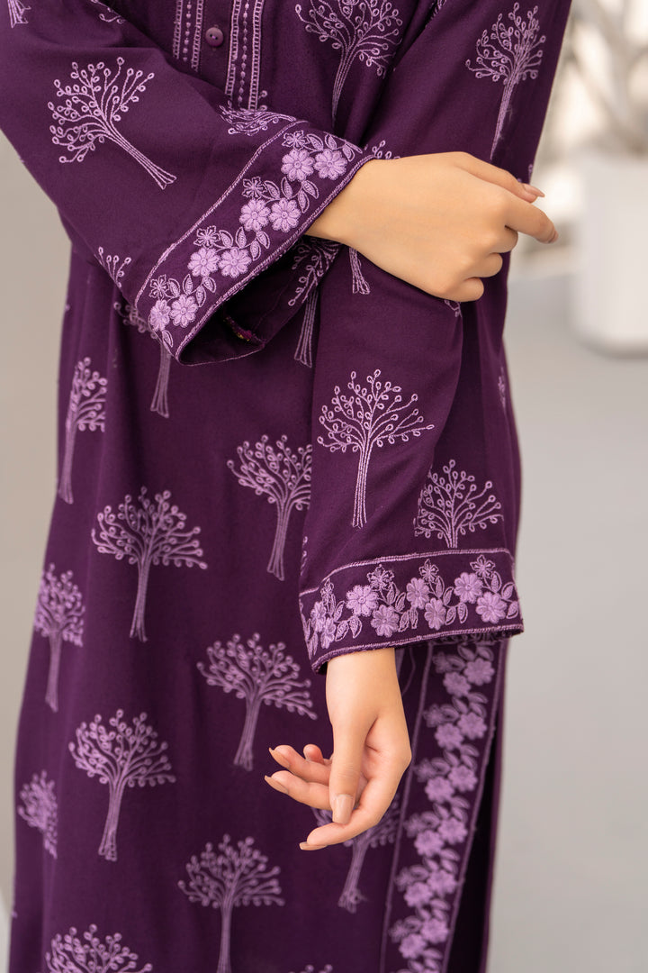 Purple Silk Karandi Embroidered 2pc