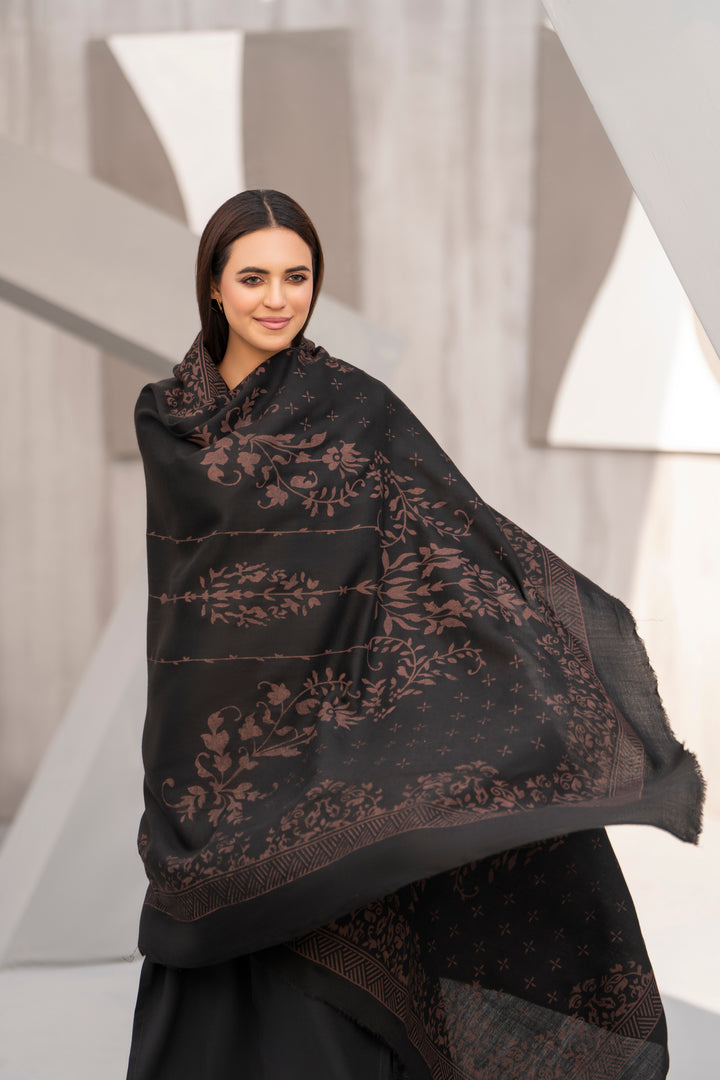 Black Hand Printed Shawl