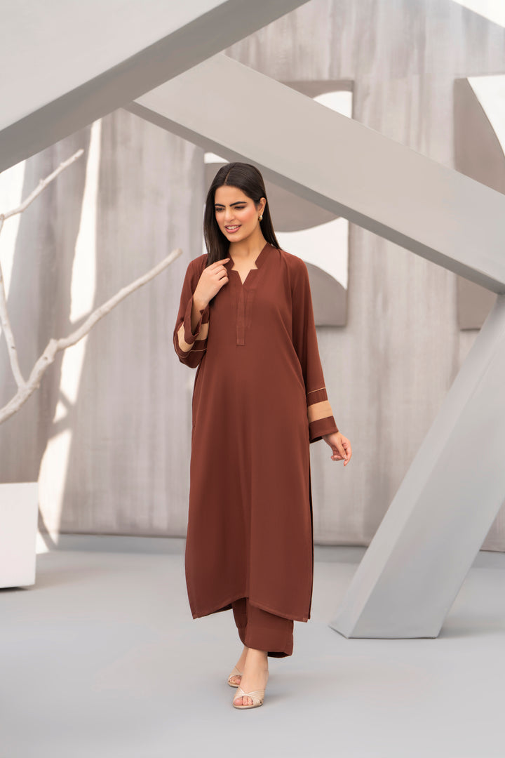 Brown Silk Karandi Solid 2pc