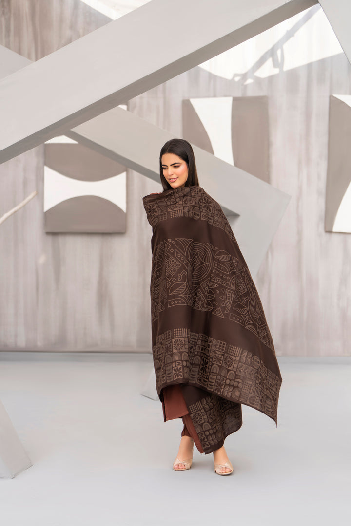 Brown Hand Printed Shawl