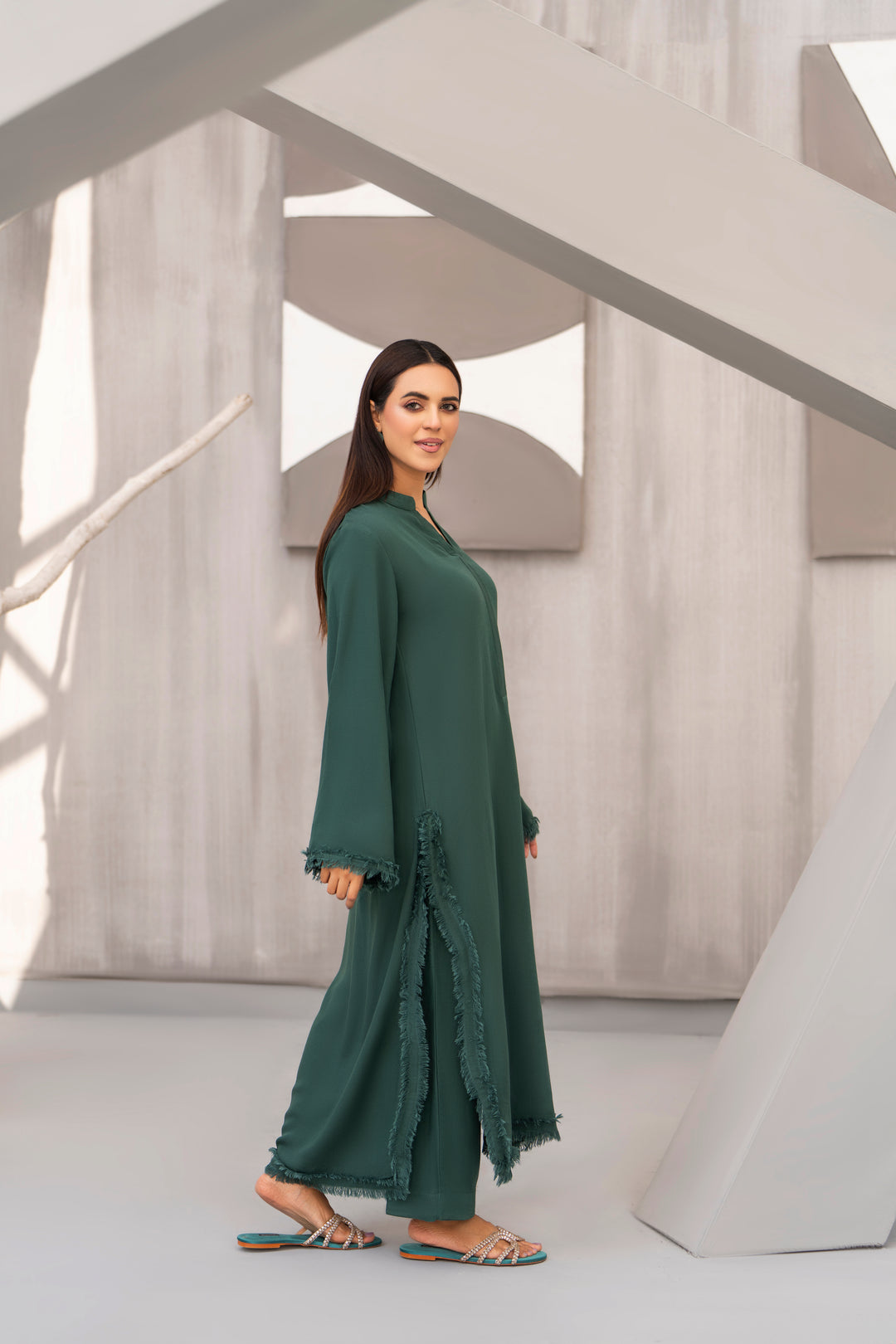 Bottle Green Silk Karandi Solid 2pc