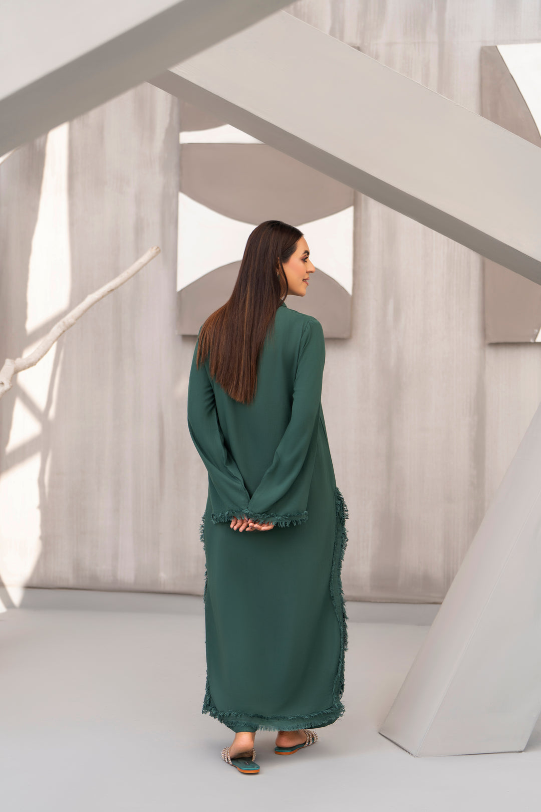 Bottle Green Silk Karandi Solid 2pc