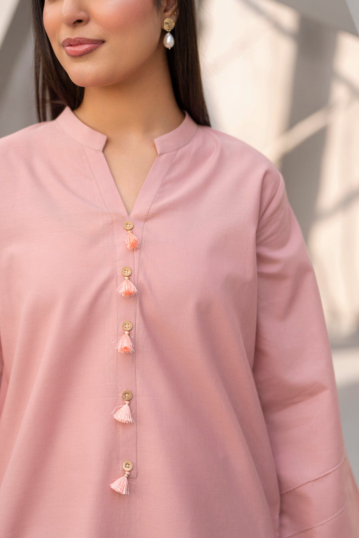 Blush Pink Embroidered Khaddar 2pc