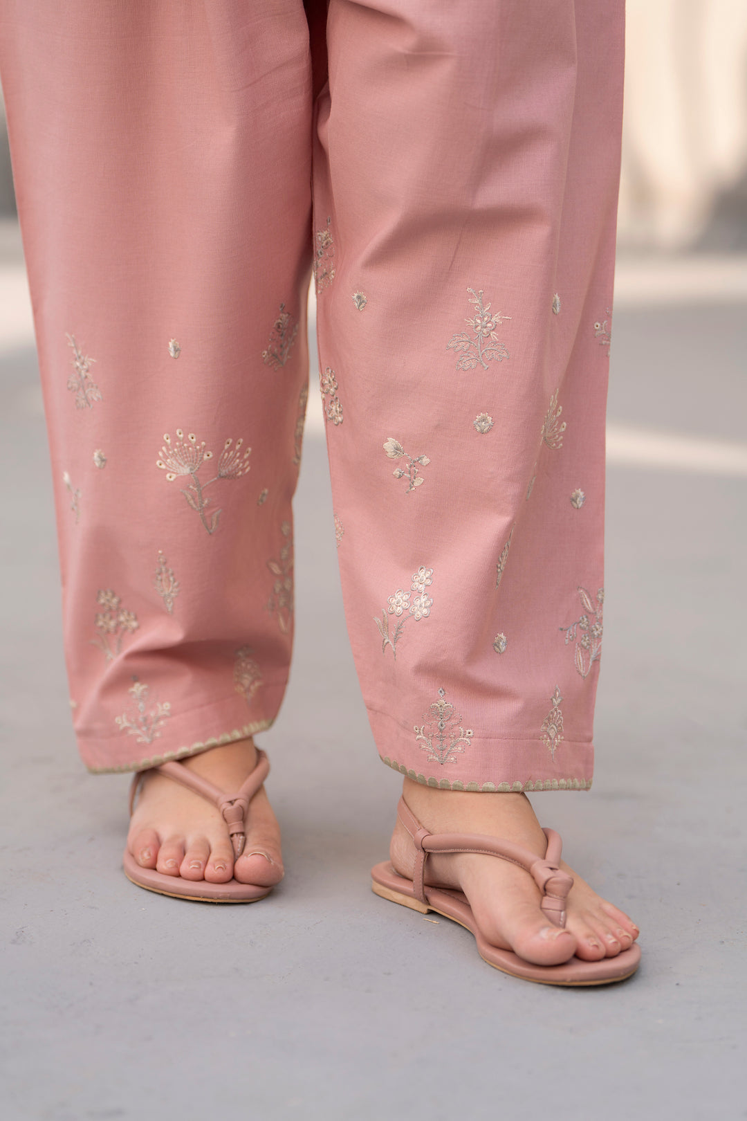 Blush Pink Embroidered Khaddar 2pc