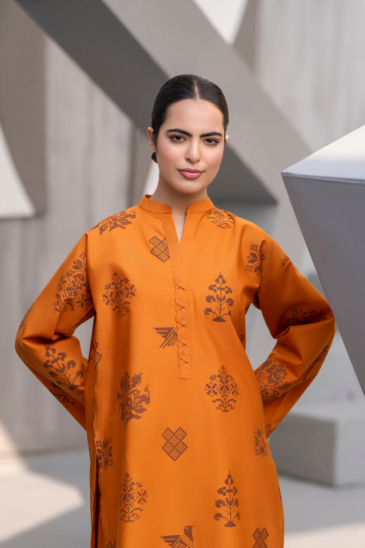 Rust HandPrinted khaddar 2pc