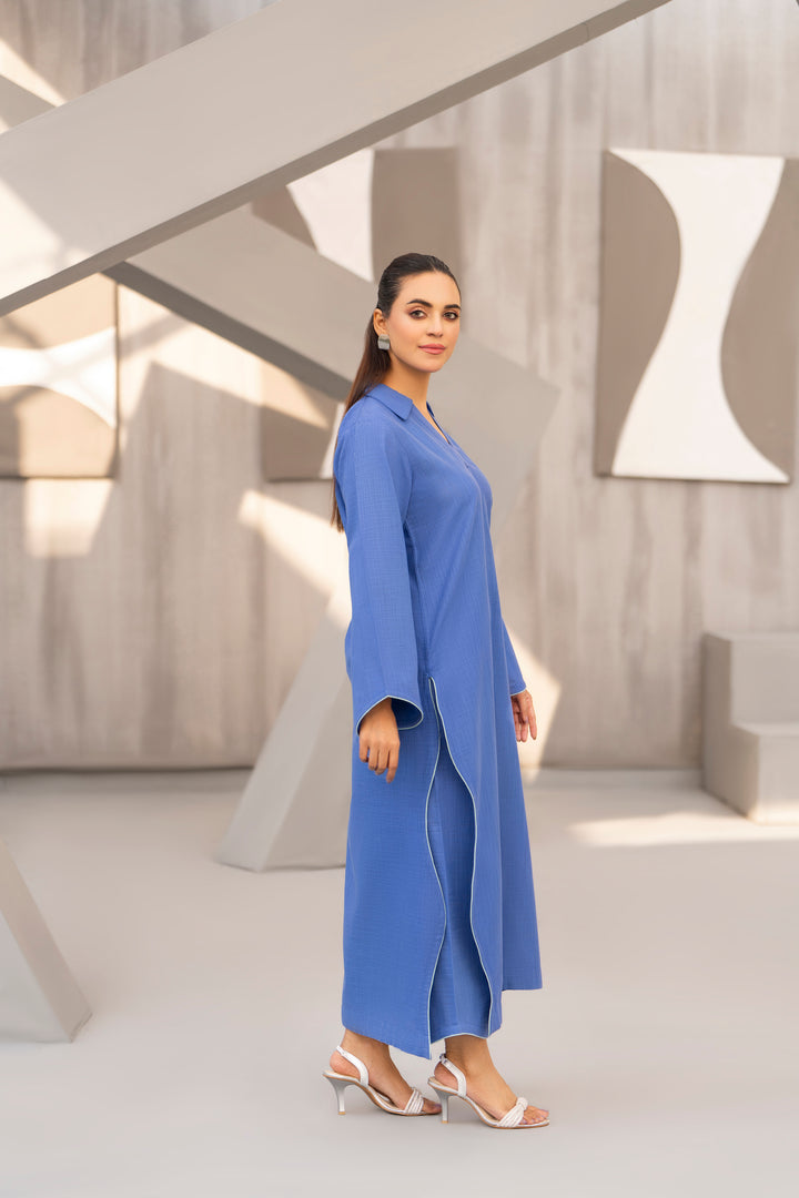 Blue Solid khaddar 2pc