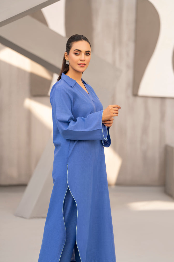 Blue Solid khaddar 2pc