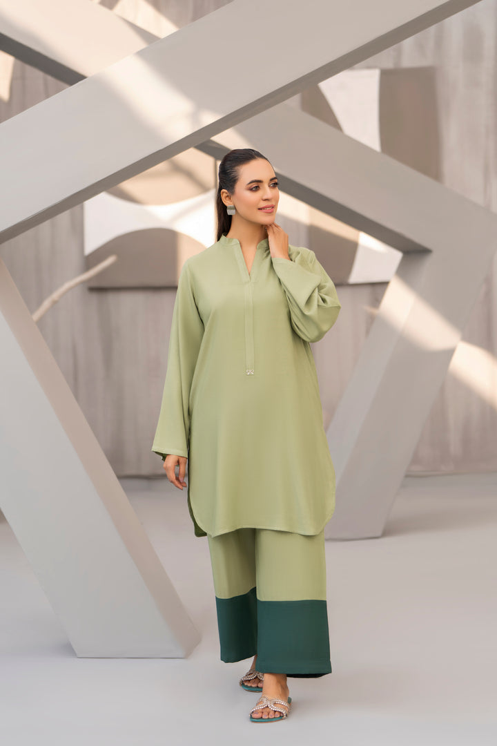 Pistachio Green Silk Karandi Solid 2pc