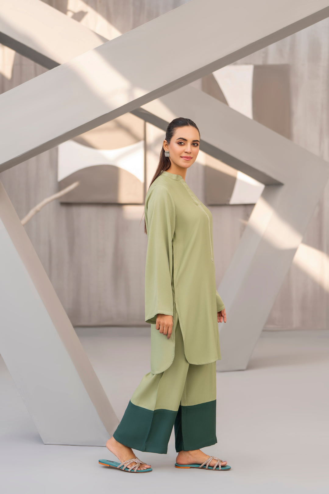 Pistachio Green Silk Karandi Solid 2pc