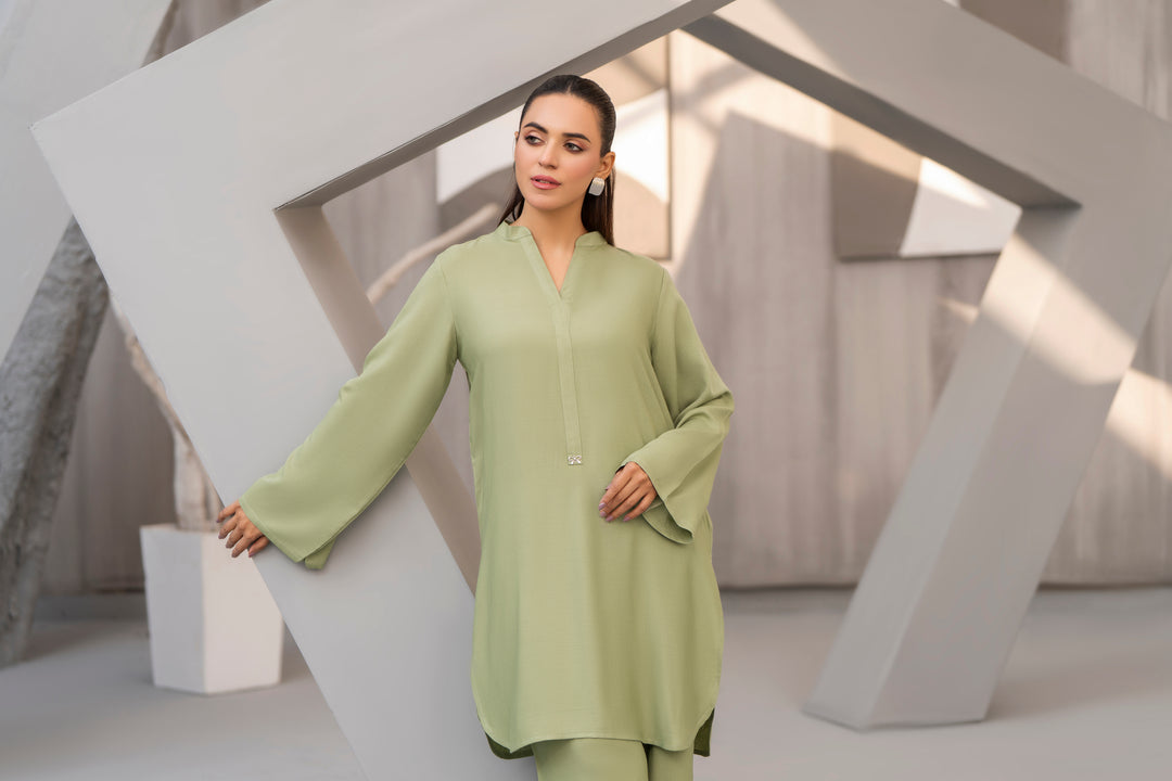 Pistachio Green Silk Karandi Solid 2pc