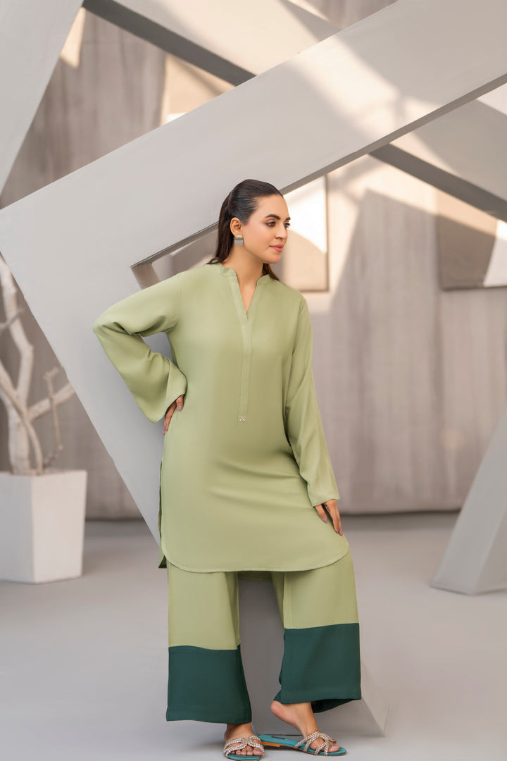 Pistachio Green Silk Karandi Solid 2pc
