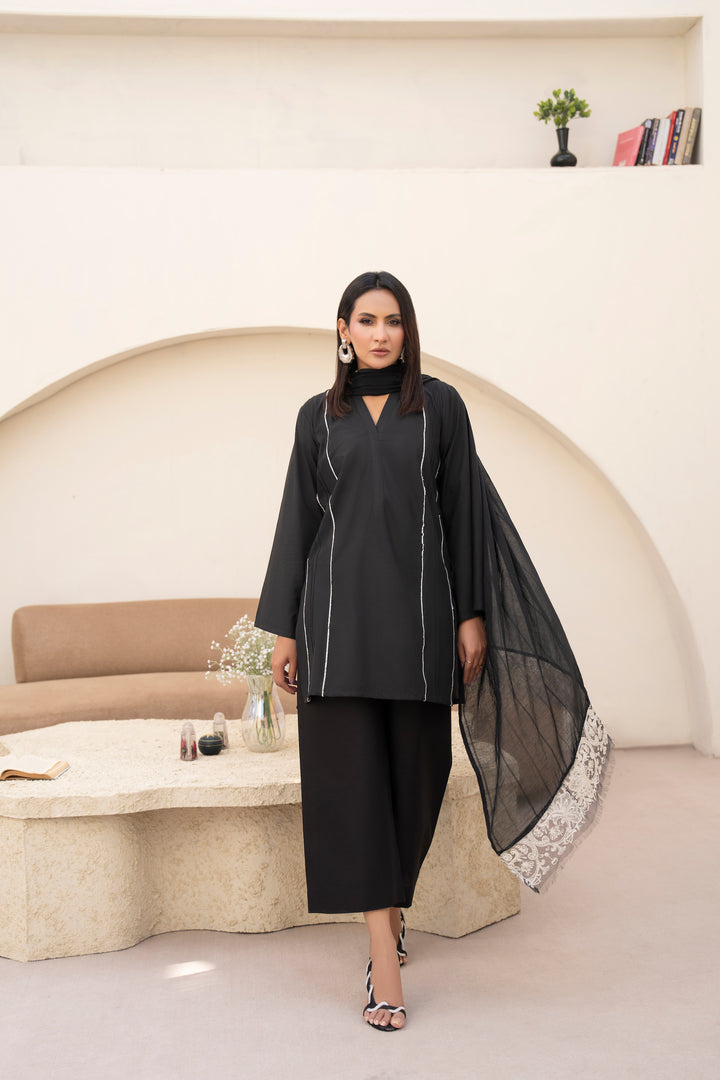 Black and White Embroidered 3pc