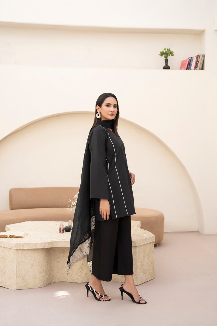 Black and White Embroidered 3pc