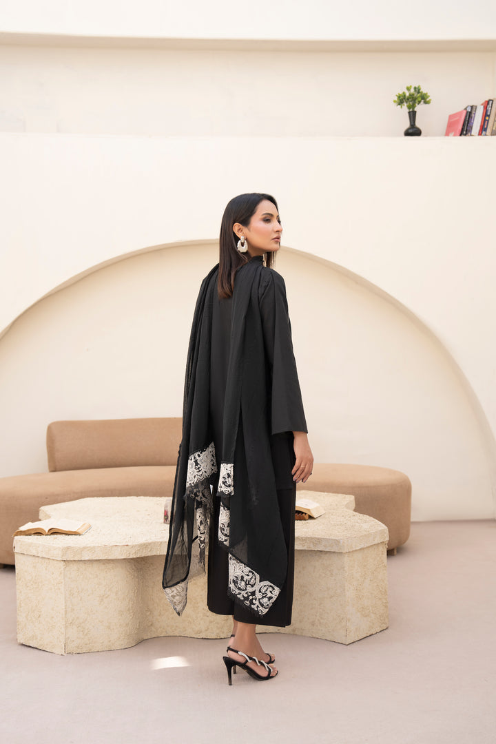 Black and White Embroidered 3pc