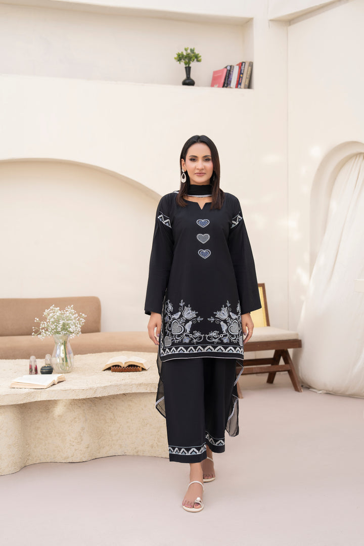 Black Embroidered 3pc