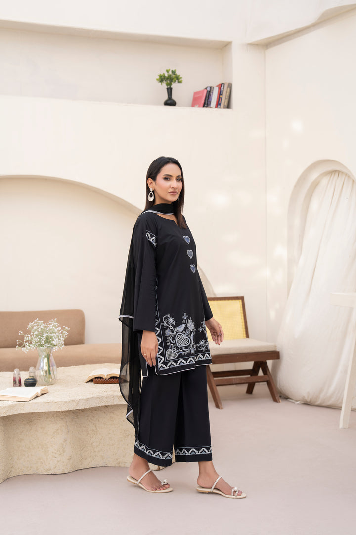 Black Embroidered 3pc