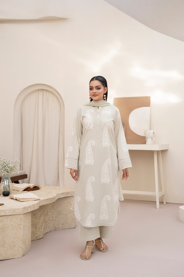 Pistachio Green Aari Embroidered 3pc