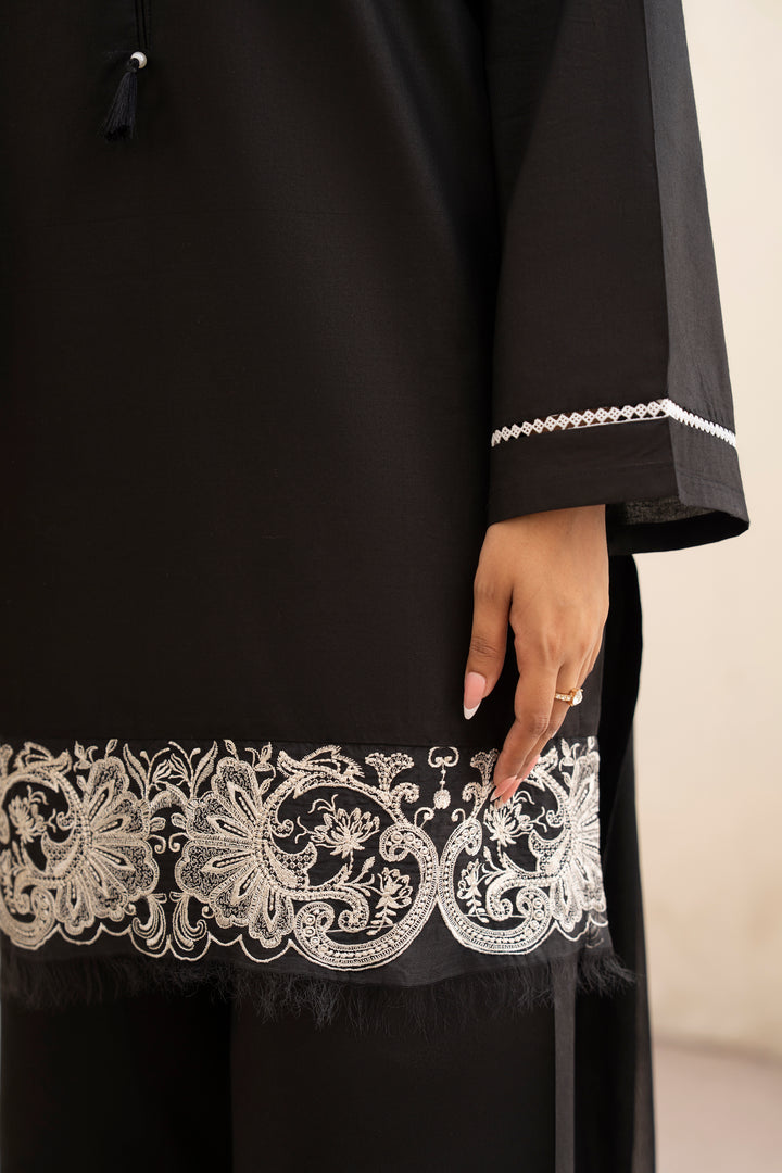 Black and White Embroidered 3 pc