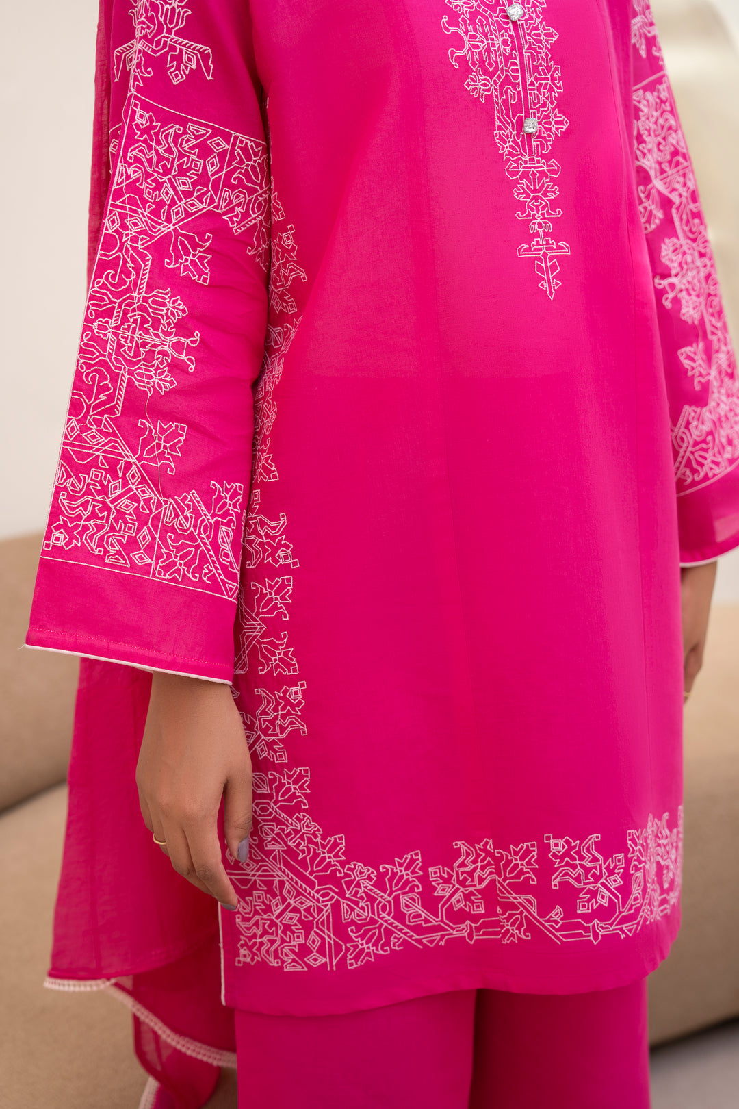 Fuchsia Pink Embroidered 3pc