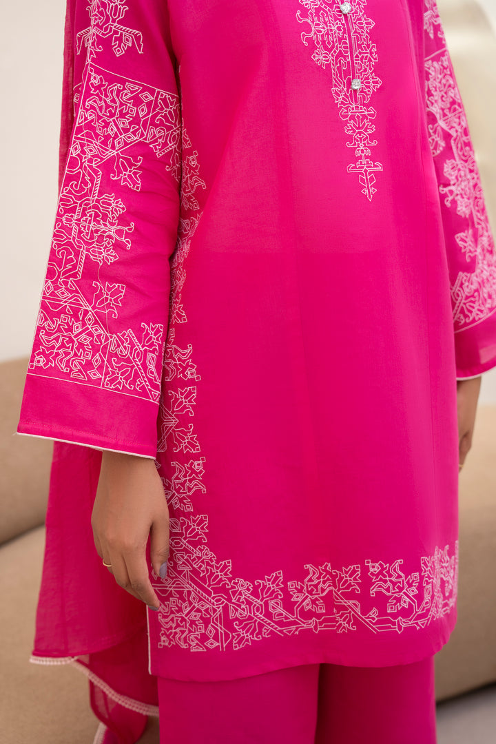 Fuchsia Pink Embroidered 3pc