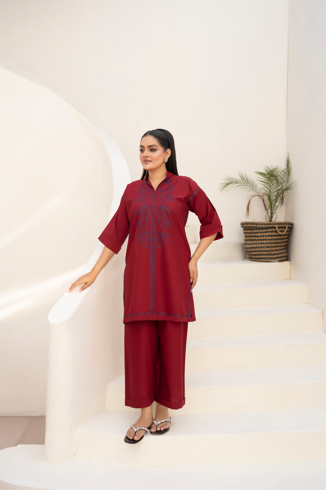 Maroon Embroidered 2pc