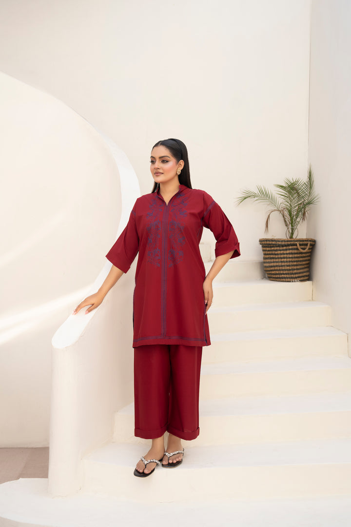 Maroon Embroidered 2pc