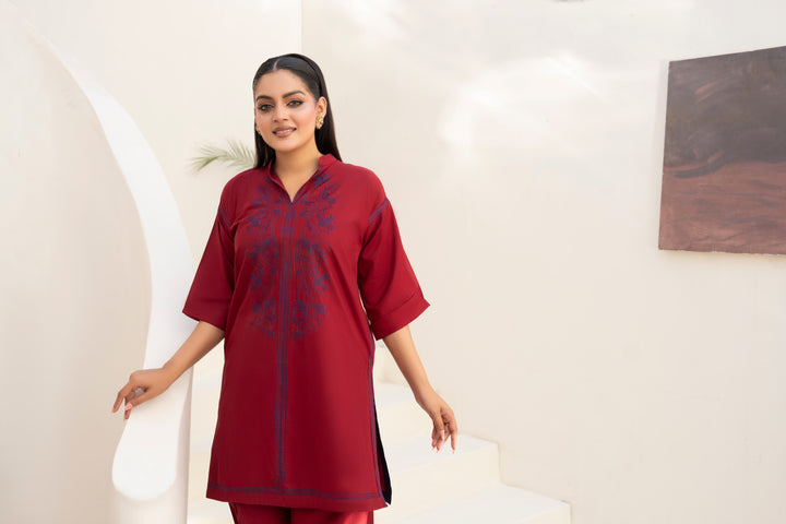 Maroon Embroidered 2pc
