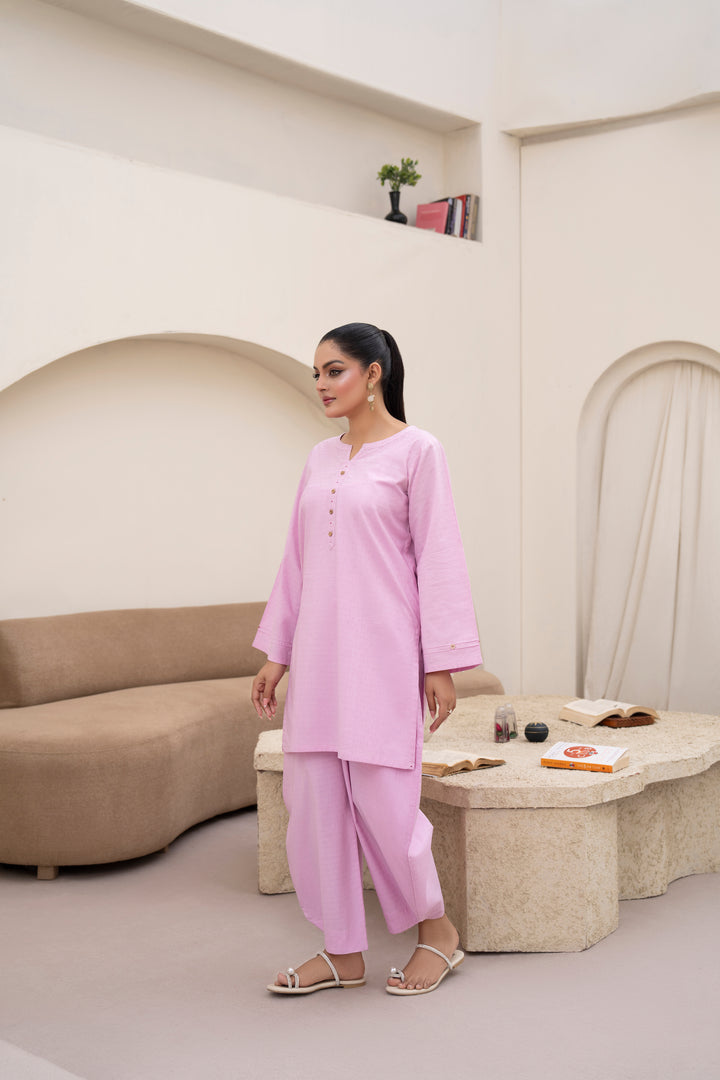 Textured Pink Cotton 2pc