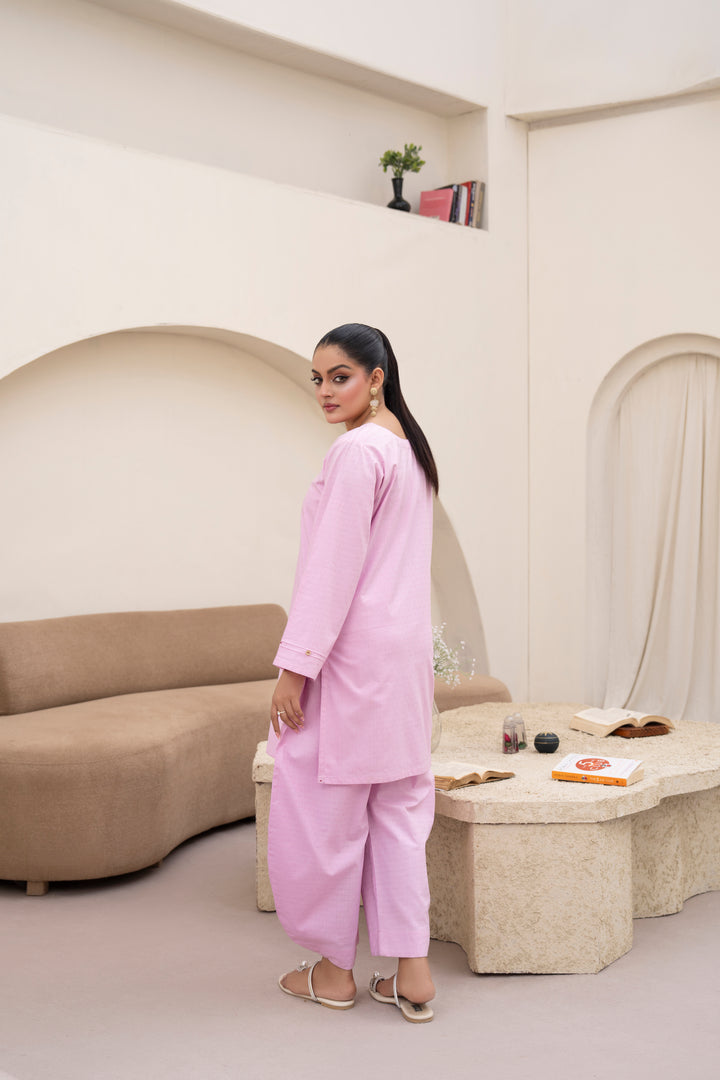 Textured Pink Cotton 2pc