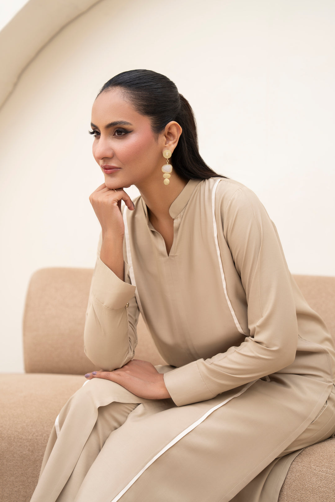 Beige Solid 2 pc