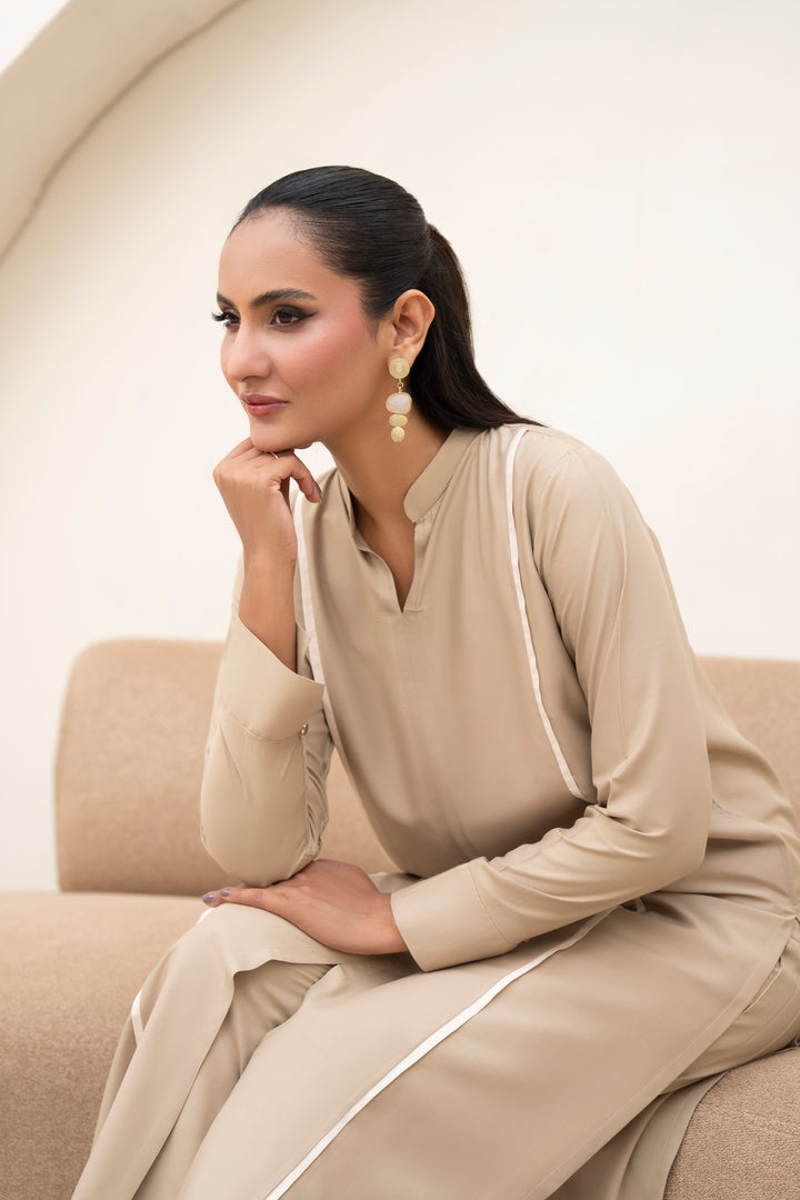 Beige Solid 2 pc