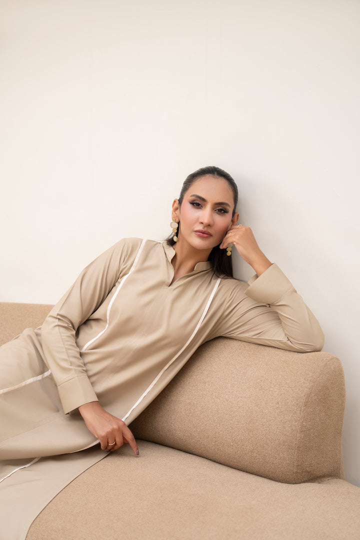 Beige Solid 2 pc