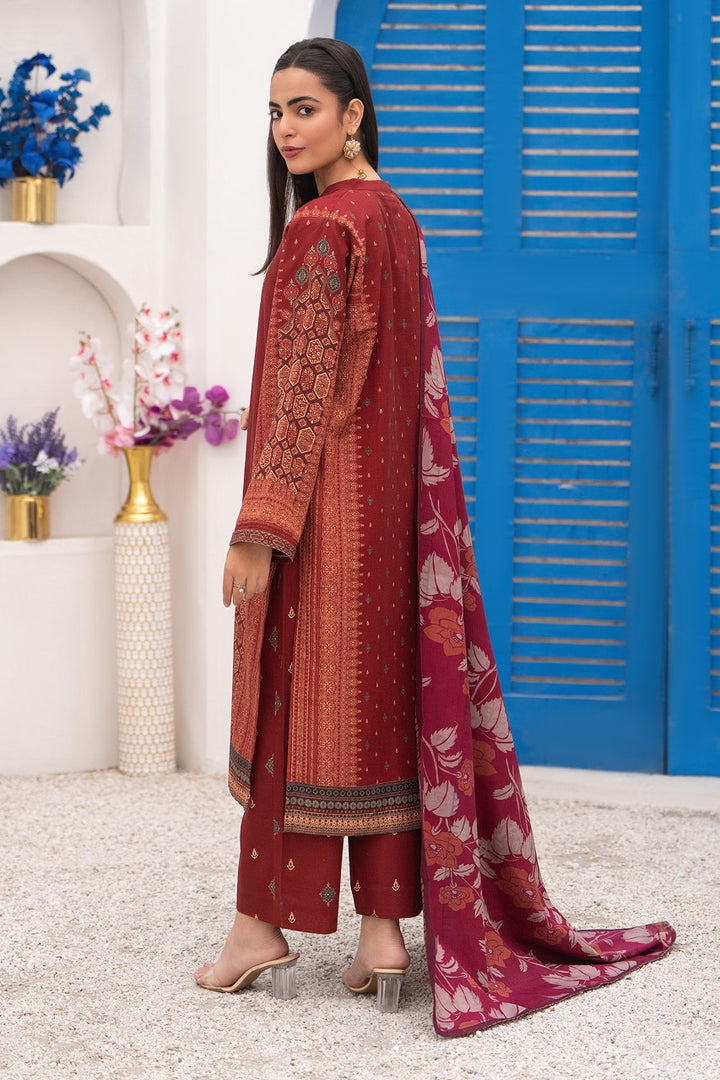 Maroon Digital Print Khaddar 2 PC Suit