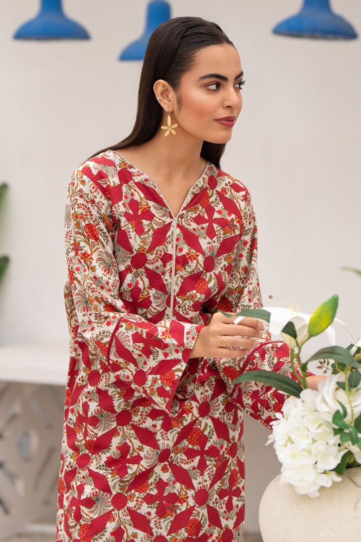 Maroon Digital Print Khaddar 2 PC Suit