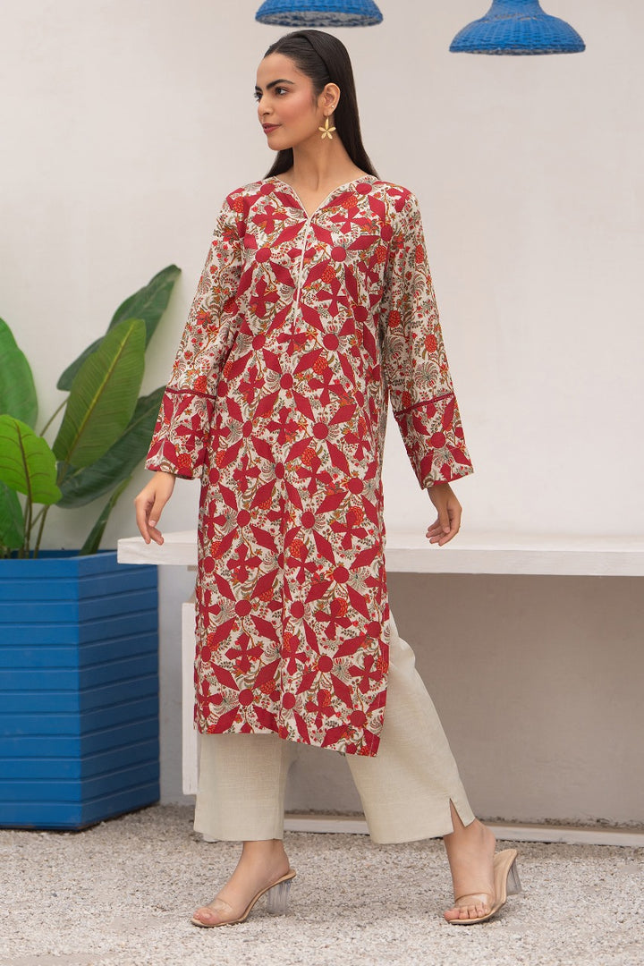 Maroon Digital Print Khaddar 2 PC Suit