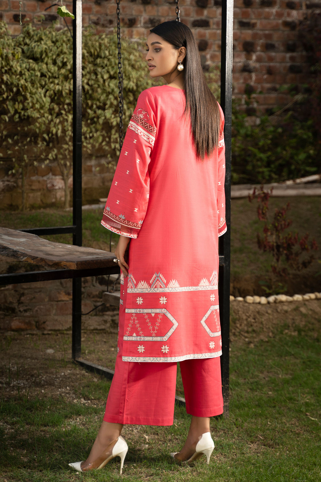 Coral Pink 2 Pc Ready To Wear Khaddar - SH0162