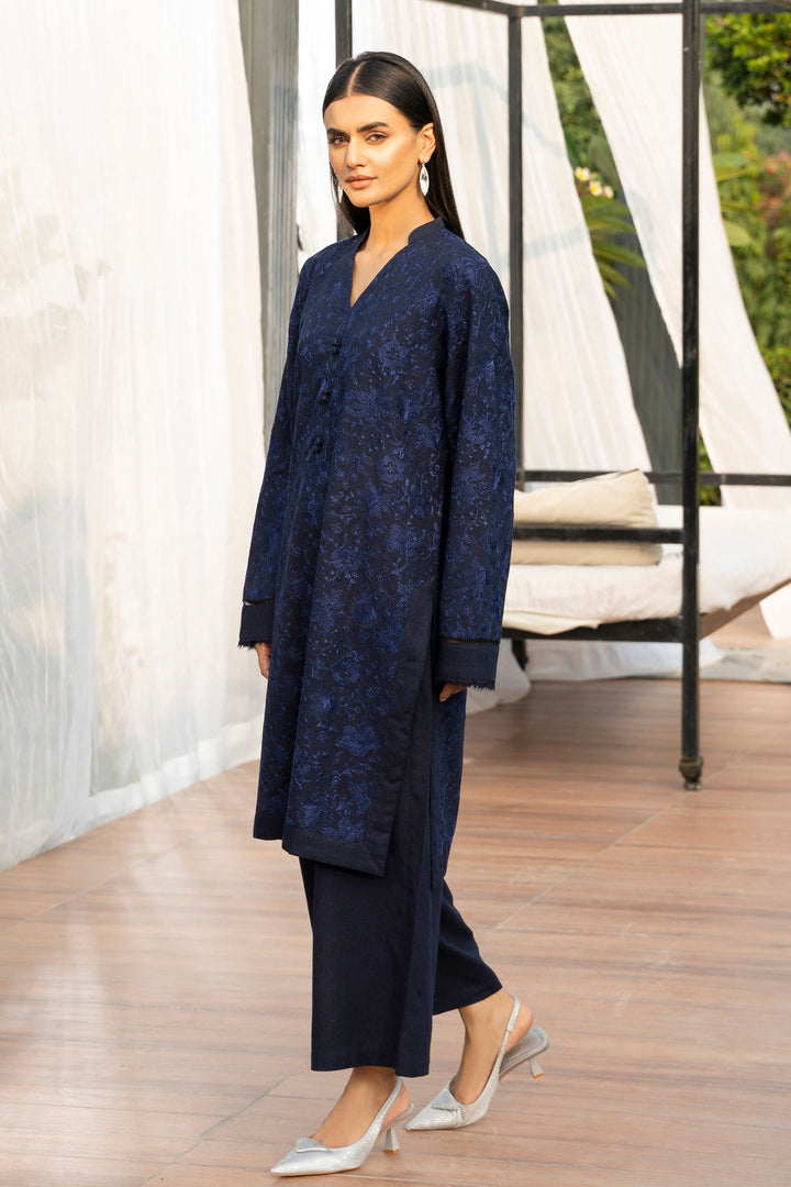 Navy 2 Pc Ready To Wear Karandi - SH0164