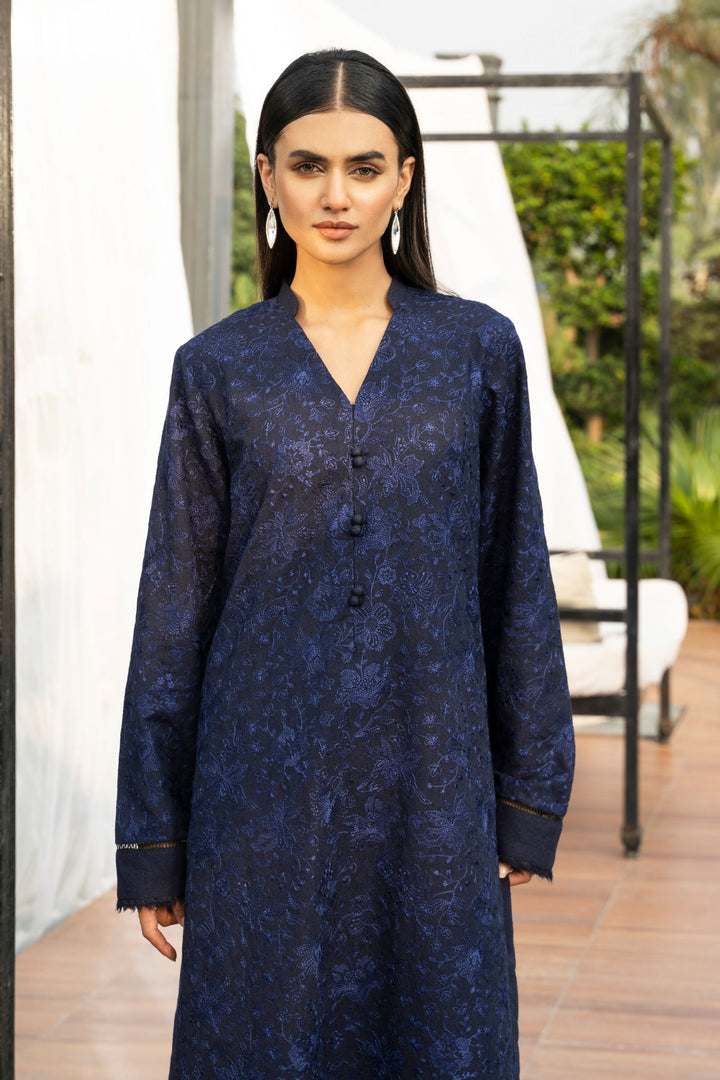 Navy 2 Pc Ready To Wear Karandi - SH0164