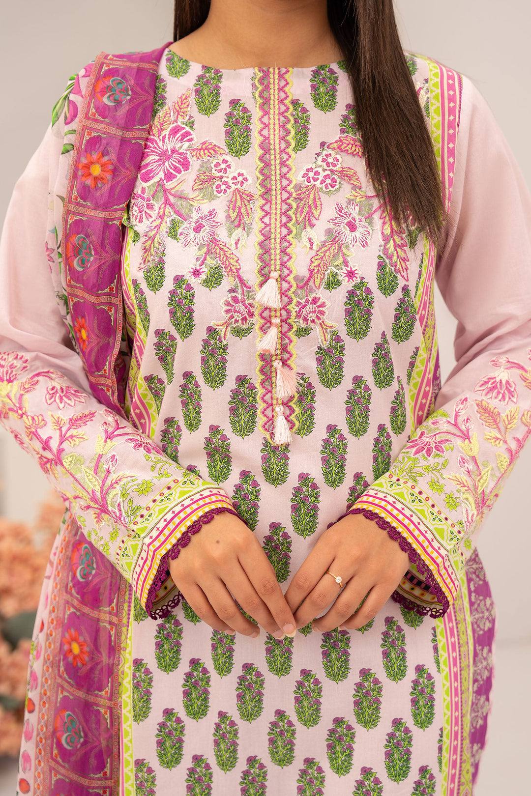 Icy Lilac Embroidered Shirt 1 PC - SH0030