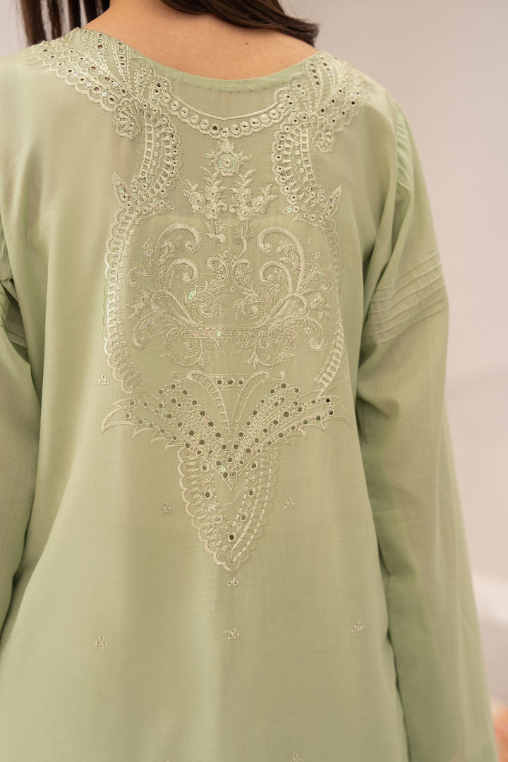 Seige Green Embroidered Suit 2 PC - SH00094