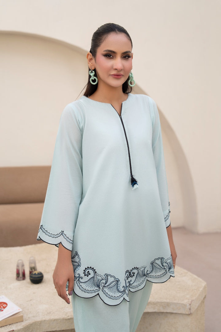 Aqua Embroidered 2pc