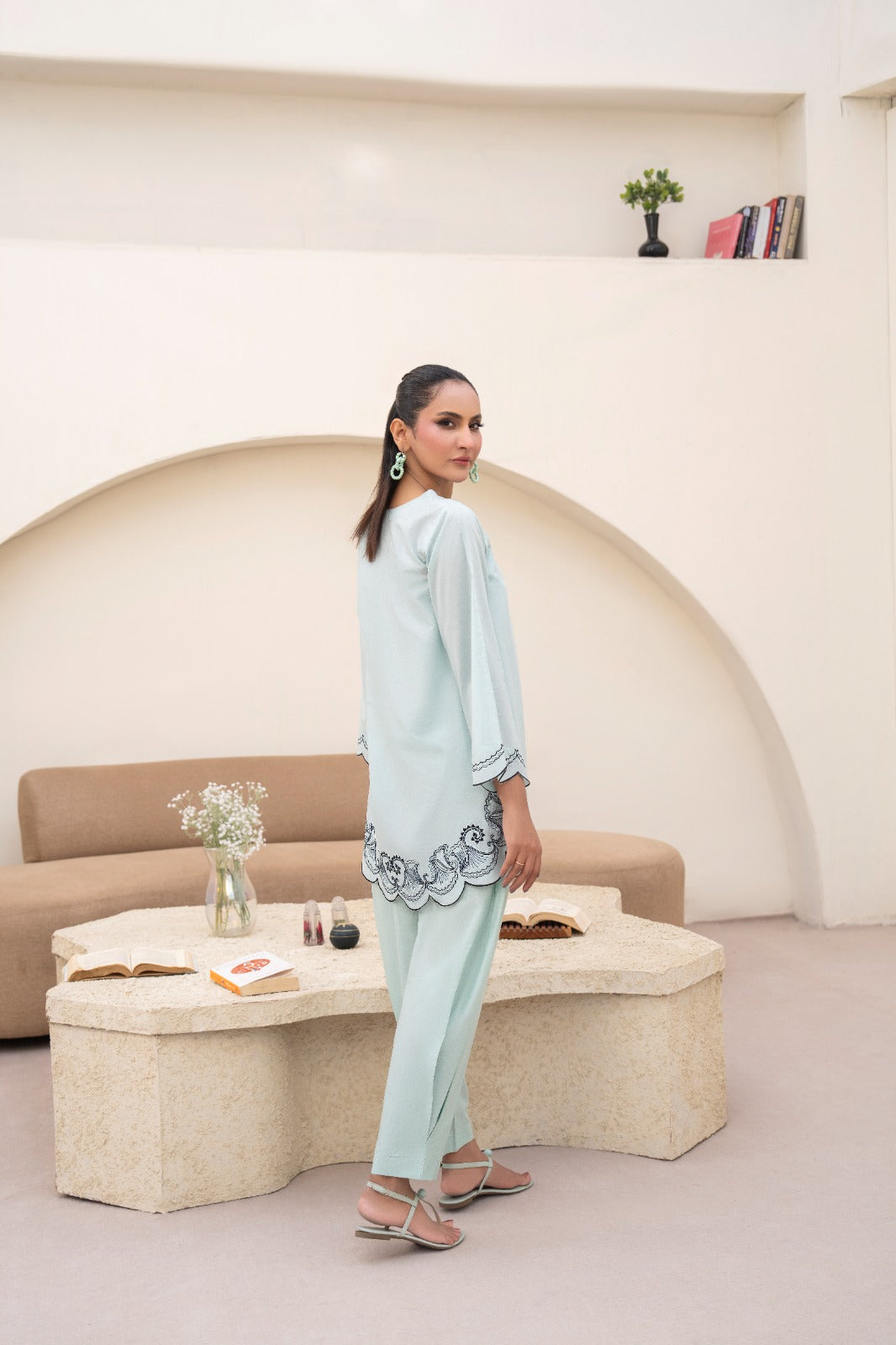 Aqua Embroidered 2pc