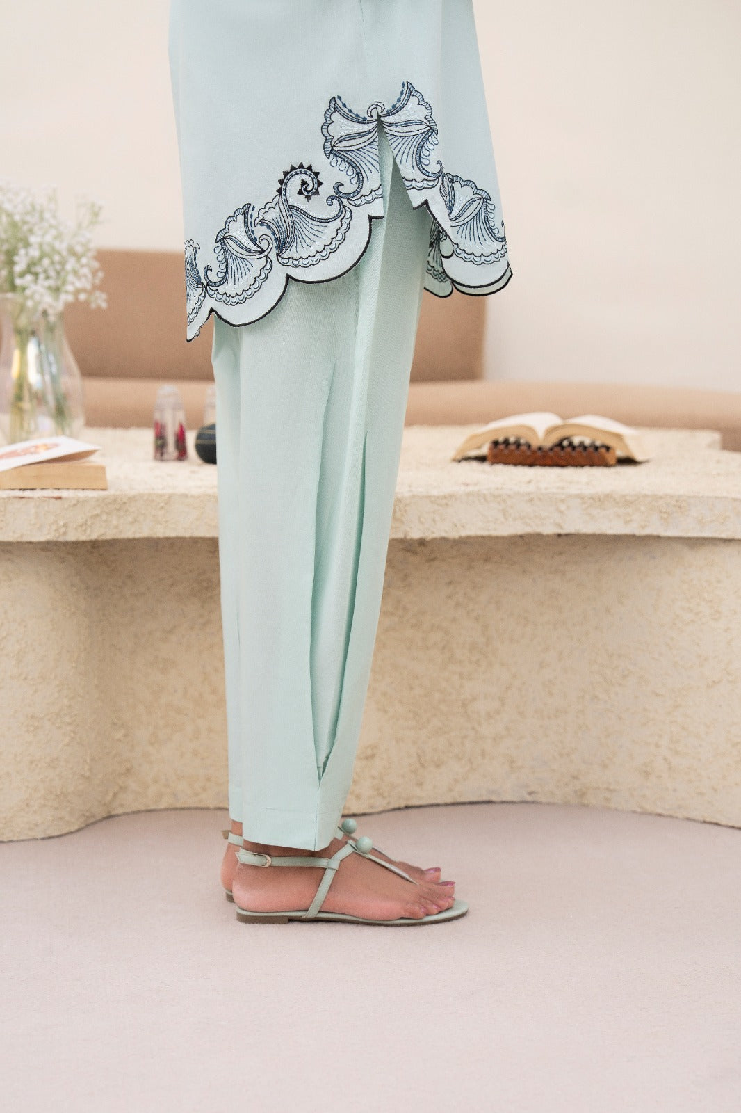 Aqua Embroidered 2pc
