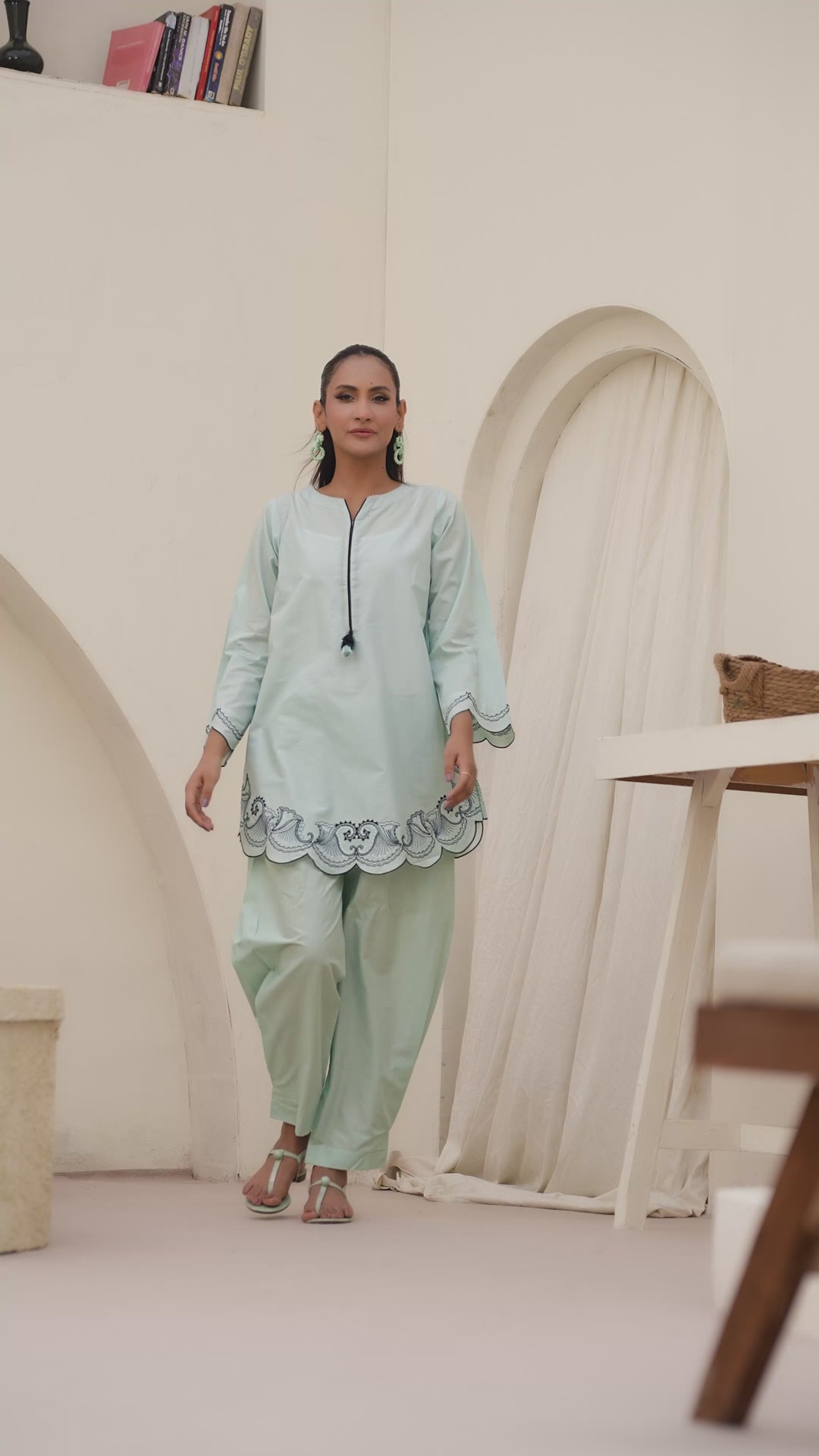 Aqua Embroidered 2pc